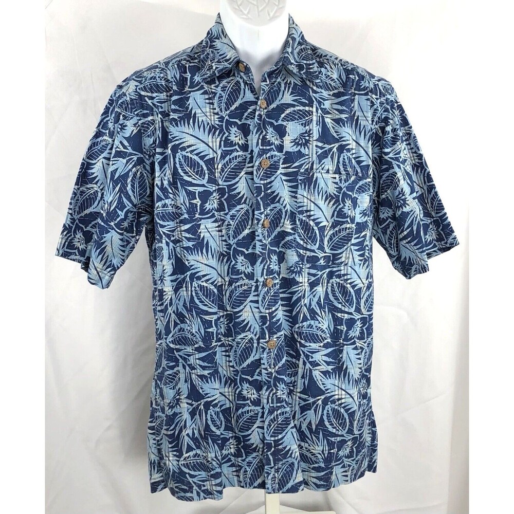 Izod Hawaiian shirt S multi blue tropical beach surf retro buttonup Luau Tiki